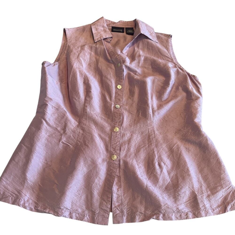 Hillard & Hanson Lavender Silk Sleeveless Top Blouse Womens S Button Down purple